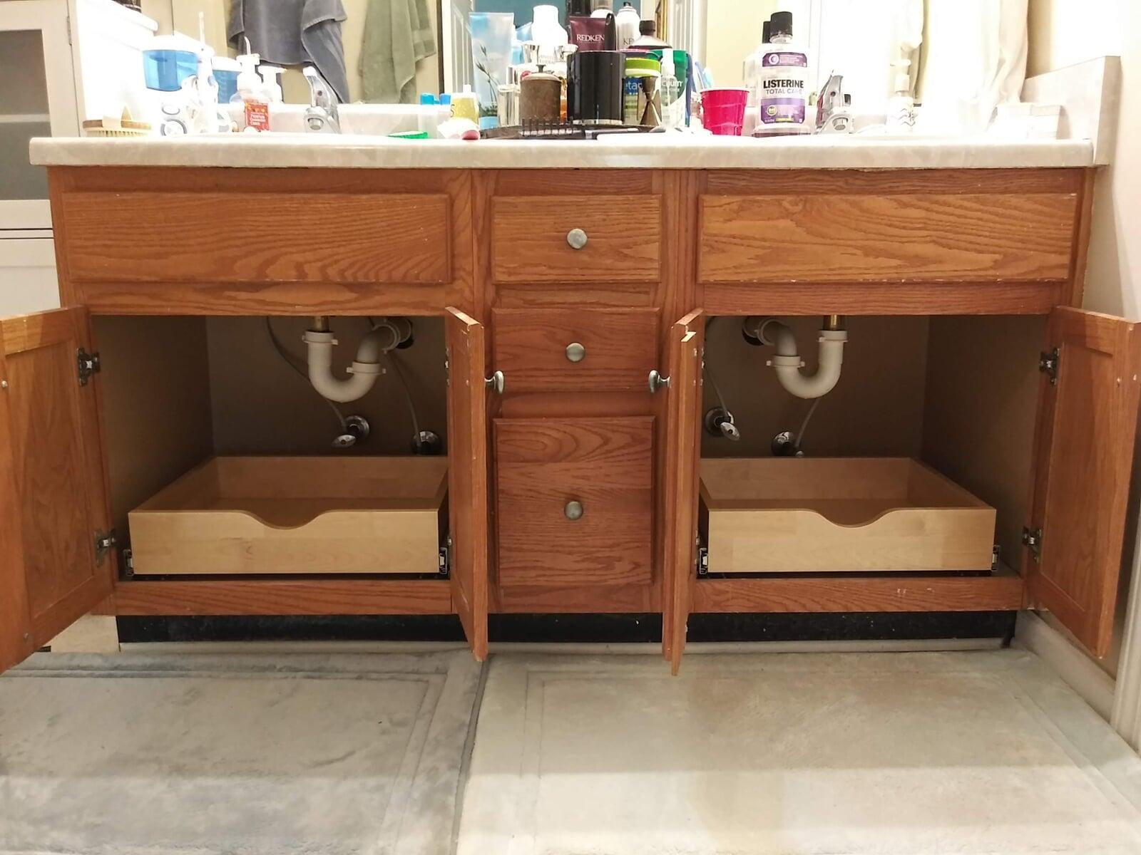 Master Bathroom Pullouts in Cabinet